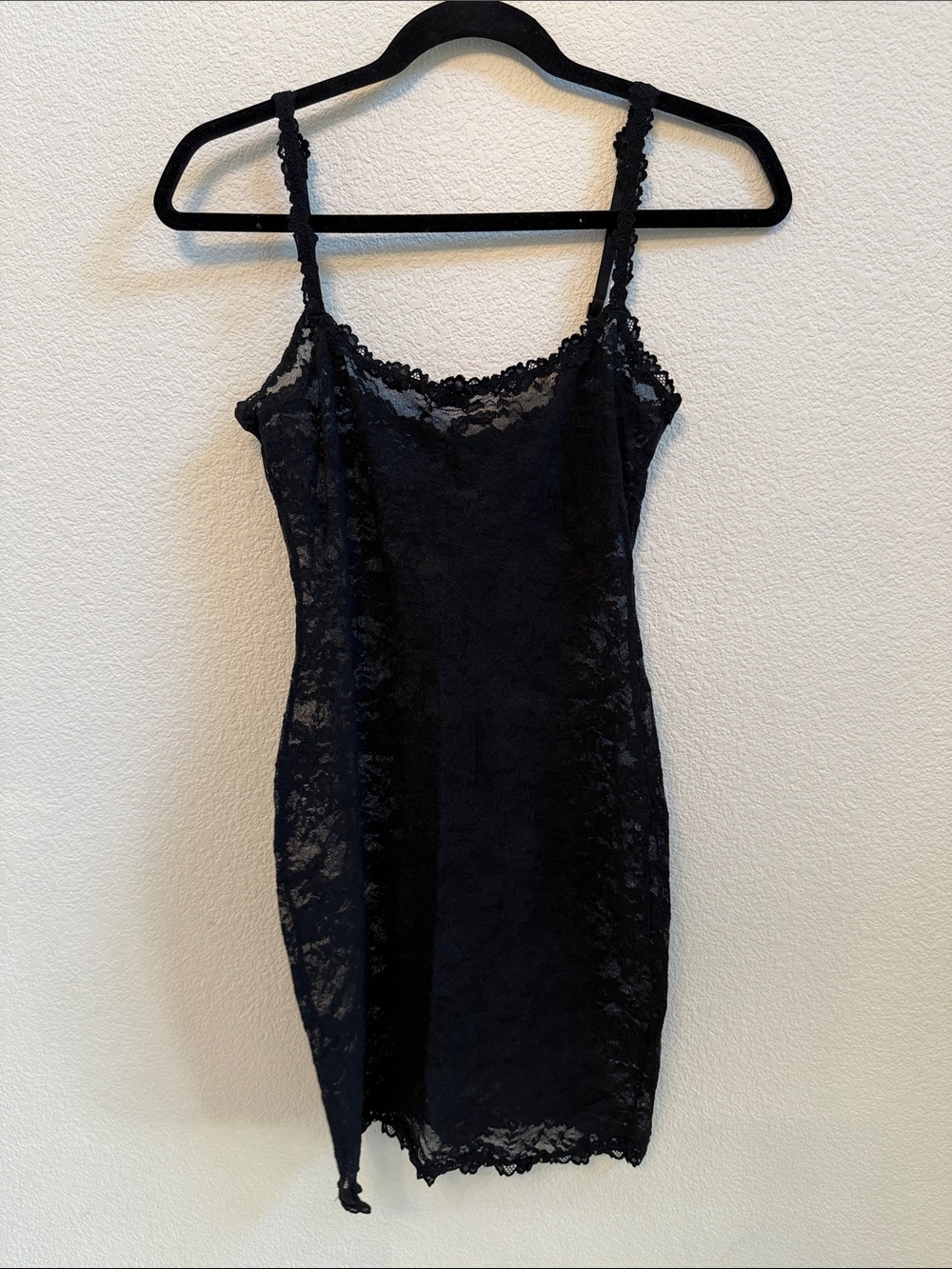 SKIMS Black Lace Slip Dress Size M NWOT Sexy Sheer Bodycon Lingerie